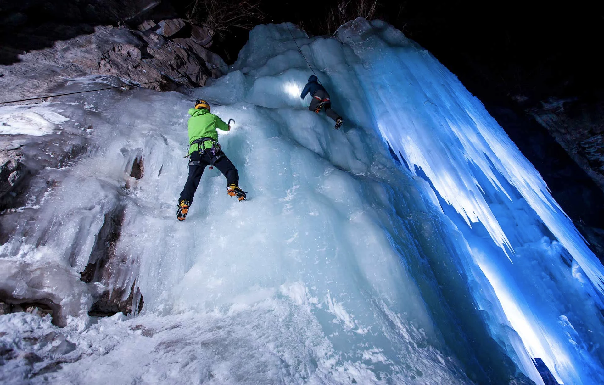 Night Ice Climbing