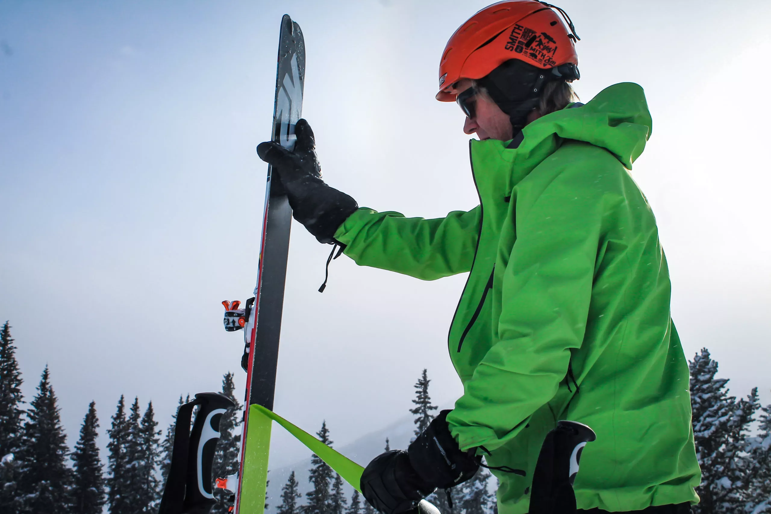 Removing skins for backcountry skiing