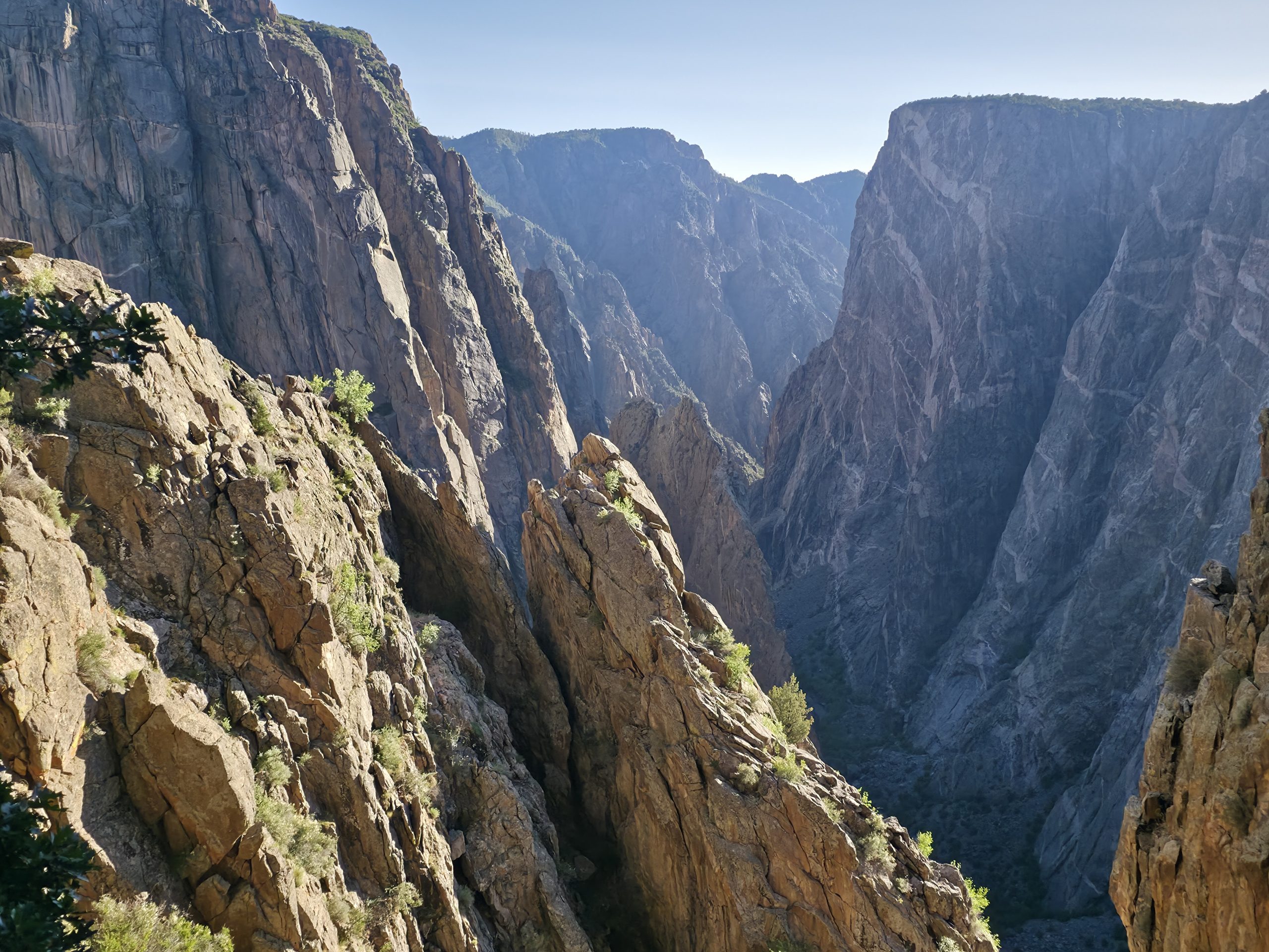 Porcelain Arete and the Painted Wall of the Black Canyon of the Gunnison viewed from the top of the Comic Relief Buttress.